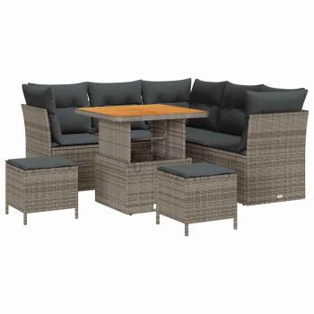 ARDEBO.de - Garten-Sofa-Set mit Kissen mit Speicher 8 pcs Grau