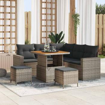 ARDEBO.de - Garten-Sofa-Set mit Kissen mit Speicher 8 pcs Grau