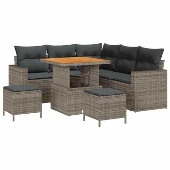 Garten-Sofa-Set mit Kissen mit Speicher 8 pcs Grau