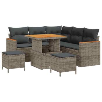 Gartensofa-set mit Kissen 8 pcs Grau Poly Rattan