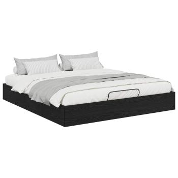Ottoman Bettgestell Schwarz Eichen-Optik 203 x 160 x 25 cm