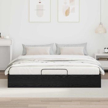 Ottoman Bettgestell Schwarz Eichen-Optik 203 x 160 x 25 cm