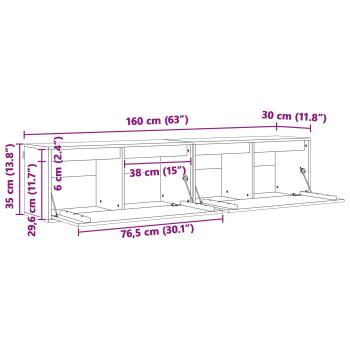 Wandschrank Wandhalterung 2 Stk. Wachsbraun 80 x 30 x 35 cm