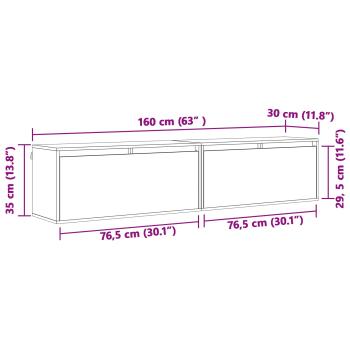 Wandschrank Wandhalterung 2 Stk. Wachsbraun 80 x 30 x 35 cm