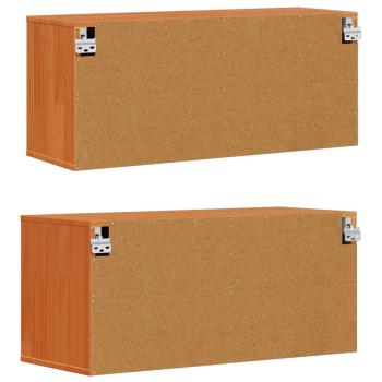 Wandschrank mit Regal mit Tür 2 pcs Wachsbraun 80 x 30 x 35 cm