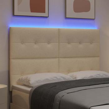 LED Kopfteil mit LED-Lichtleisten Creme 144 cm Stoff
