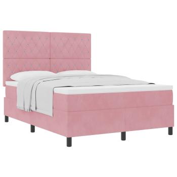 Boxspringbett mit Matratze mit Kopfteil Rosa 140 x 190 cm Stoff