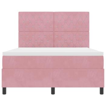 Boxspringbett mit Matratze mit Kopfteil Rosa 140 x 190 cm Stoff