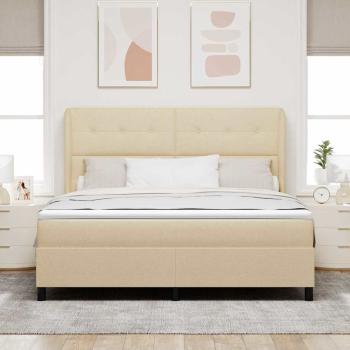 Boxspringbett mit Matratze Creme 180 x 200 cm Stoff