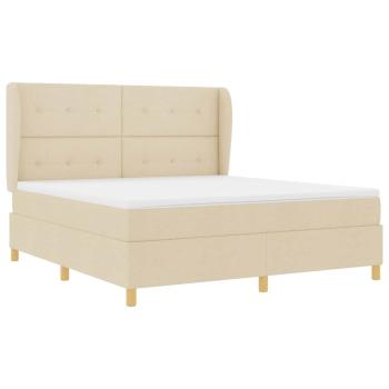 Boxspringbett mit Matratze Dunkelgrau 90x190 cm Creme