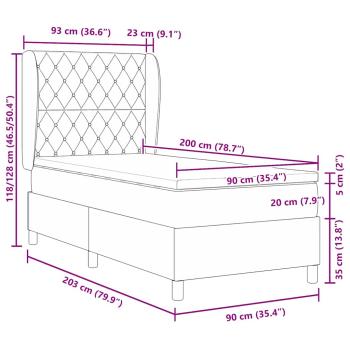 Boxspringbett mit Matratze Dunkelblau 200 x 90 cm Polyester