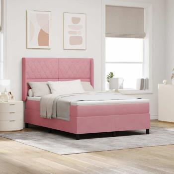 ARDEBO.de - Boxspringbett mit Matratze mit Kopfteil Rosa 140 x 190 cm Samt