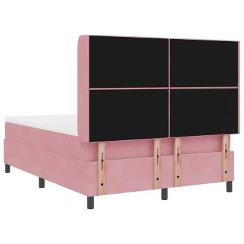 Boxspringbett mit Matratze mit Kopfteil Rosa 140 x 190 cm Samt