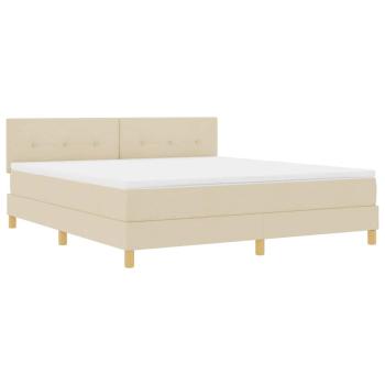 LED Boxspringbett mit LED-Lichtleisten Creme 180 x 200 cm Stoff