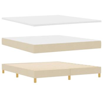 LED Boxspringbett mit LED-Lichtleisten Creme 180 x 200 cm Stoff