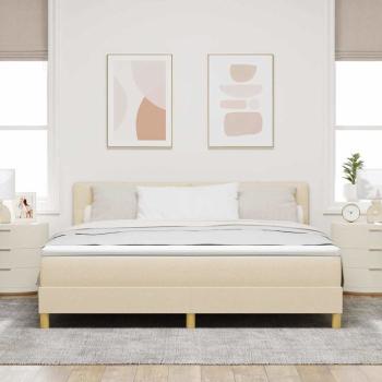 LED Boxspringbett mit LED-Lichtleisten Creme 180 x 200 cm Stoff