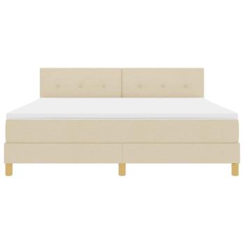 LED Boxspringbett mit LED-Lichtleisten Creme 180 x 200 cm Stoff