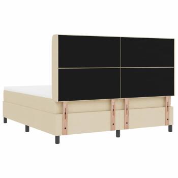 LED Boxspringbett mit Kopfteil Creme 180 x 200 cm Stoff
