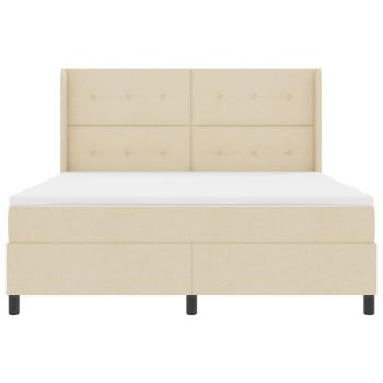 LED Boxspringbett mit Kopfteil Creme 180 x 200 cm Stoff