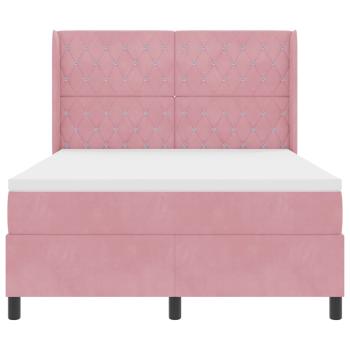 Boxspringbett mit LED-Lichtleisten Rosa 140 x 190 cm Samt