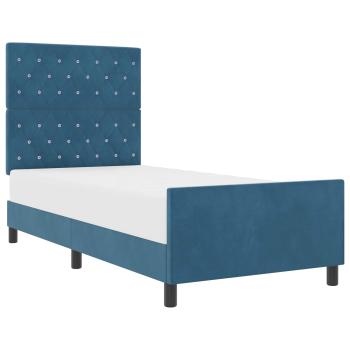 Boxspringbett mit Kopfteil Dunkelblau 90 x 190 cm Samt