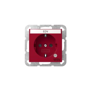 ARDEBO.de Gira 4452108 SCHUKO-Steckdose, 16A 250V~, Kontrolllicht, Beschriftungsfeld, Aufdruck "WSV" (weitere Sicherheitsversorgung), rot