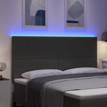 LED Kopfteil mit LED-Lichtleisten Hellgrau 180 cm Polyester