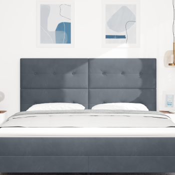 LED Kopfteil mit LED-Lichtleisten Grau 180 cm Samt