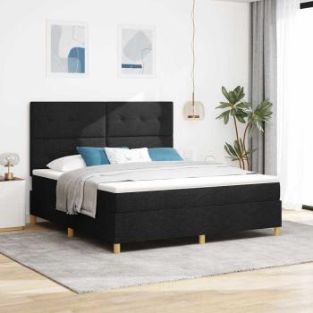 Boxspringbett mit Matratze Schwarz 180 x 200 cm Stoff