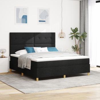 Boxspringbett mit Matratze Schwarz 180 x 200 cm Stoff