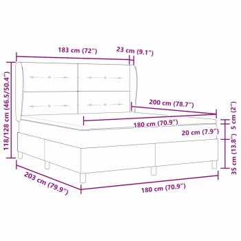 Boxspringbett mit Matratze Schwarz 180 x 200 cm Stoff