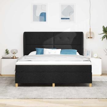Boxspringbett mit Matratze Dunkelgrau 90x190 cm Schwarz