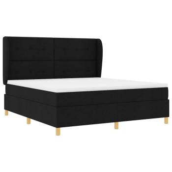 Boxspringbett mit Matratze Dunkelgrau 90x190 cm Schwarz