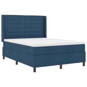 Boxspringbett mit Matratze mit Kopfteil Blau 140 x 190 cm Stoff