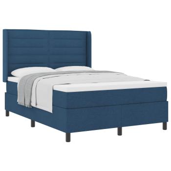 Boxspringbett mit Matratze mit Kopfteil Blau 140 x 190 cm Stoff