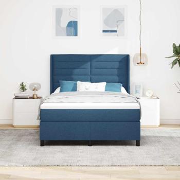 Boxspringbett mit Matratze mit Kopfteil Blau 140 x 190 cm Stoff