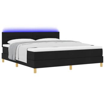 LED Boxspringbett mit Matratze Schwarz 180 x 200 cm Stoff