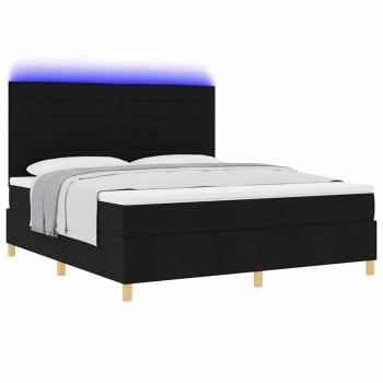 LED Boxspringbett mit Kopfteil Schwarz 180 x 200 cm Stoff