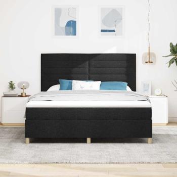 LED Boxspringbett mit Kopfteil Schwarz 180 x 200 cm Stoff