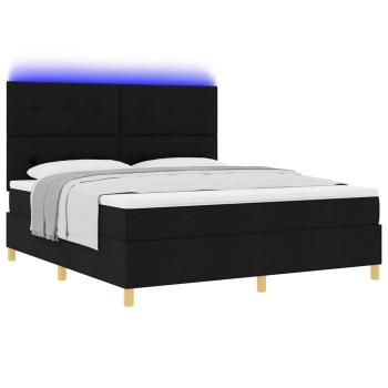 LED Boxspringbett mit Matratze Schwarz 180 x 200 cm Stoff
