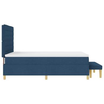 Boxspringbett mit Kopfteil Blau 190 x 140 cm Stoff