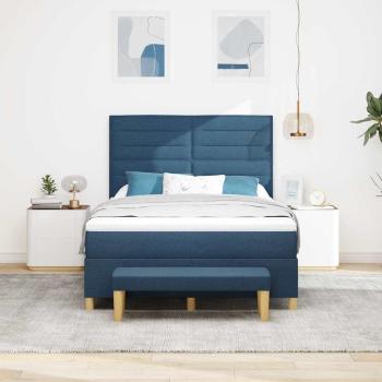 Boxspringbett mit Kopfteil Blau 190 x 140 cm Stoff