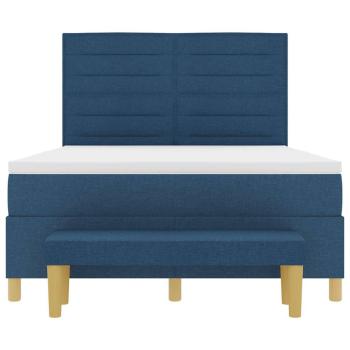 Boxspringbett mit Kopfteil Blau 190 x 140 cm Stoff