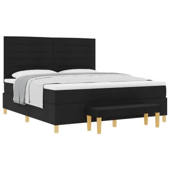 Boxspringbett mit Kopfteil Schwarz 200 x 180 cm Stoff