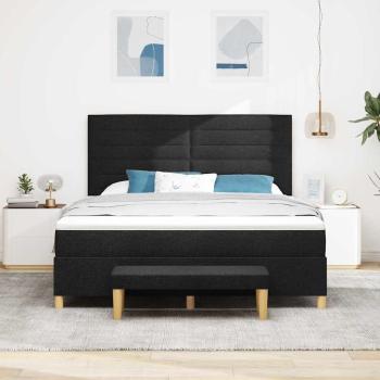 Boxspringbett mit Kopfteil Schwarz 200 x 180 cm Stoff