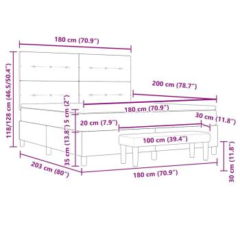 Boxspringbett mit Matratze Schwarz 180 x 200 cm Stoff