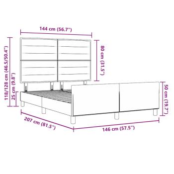 Bettgestell mit Kopfteil Taupe 140 x 200 cm Stoff