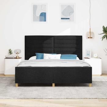 Bettgestell mit Kopfteil Schwarz 180 x 200 cm Stoff