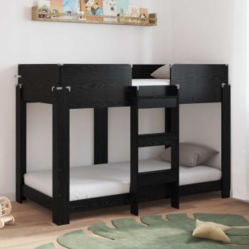 ARDEBO.de - Etagenbett für Kinder Schwarz Eichen-Optik 90 x 160 cm