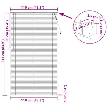 Venezianische Jalousie Silber Grau 213 x 110 cm 25 mm PVC